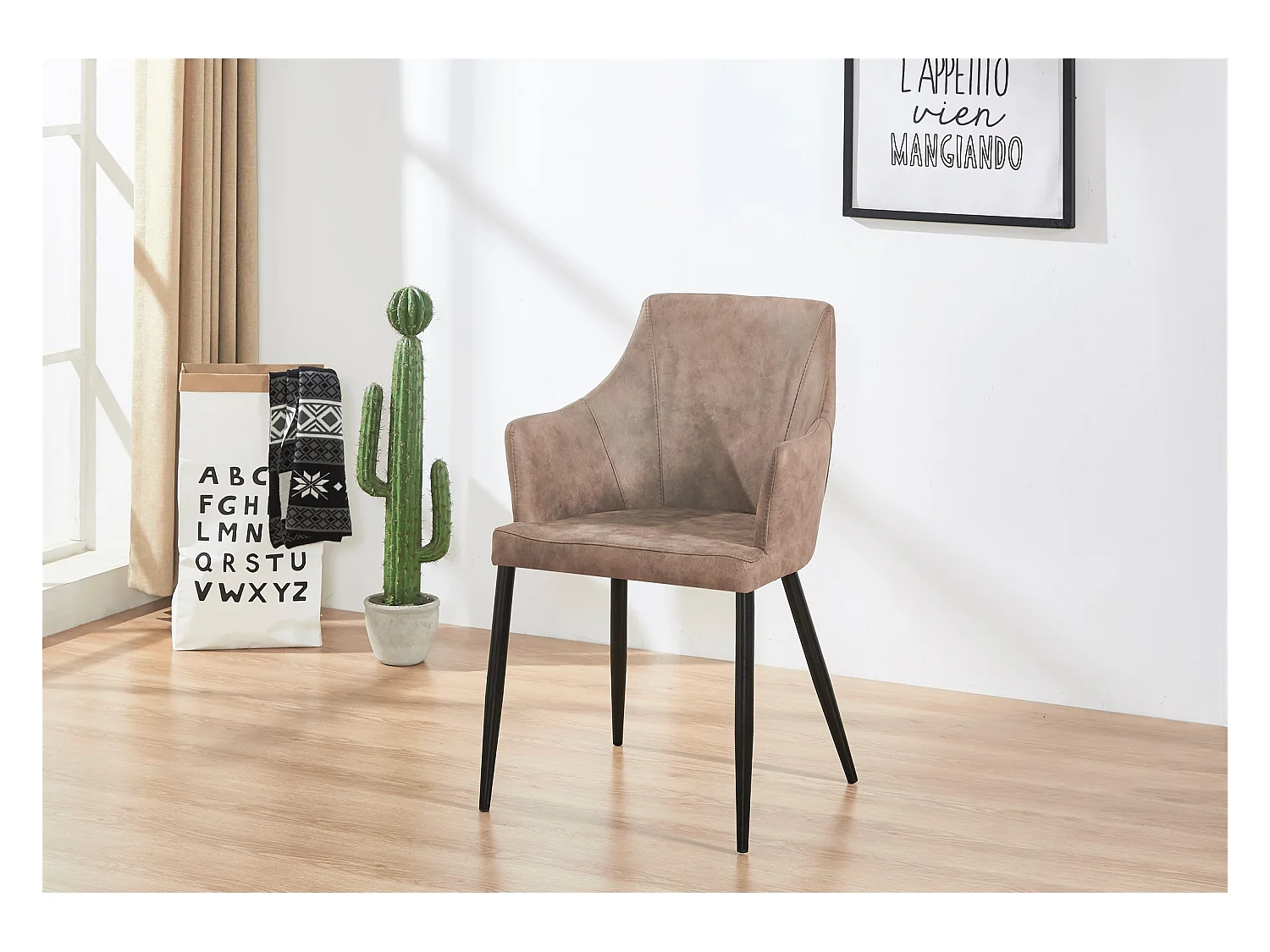 ZARAH - Lot de 4 Chaises Design en Simili Cuir - Rembourrée - Marron