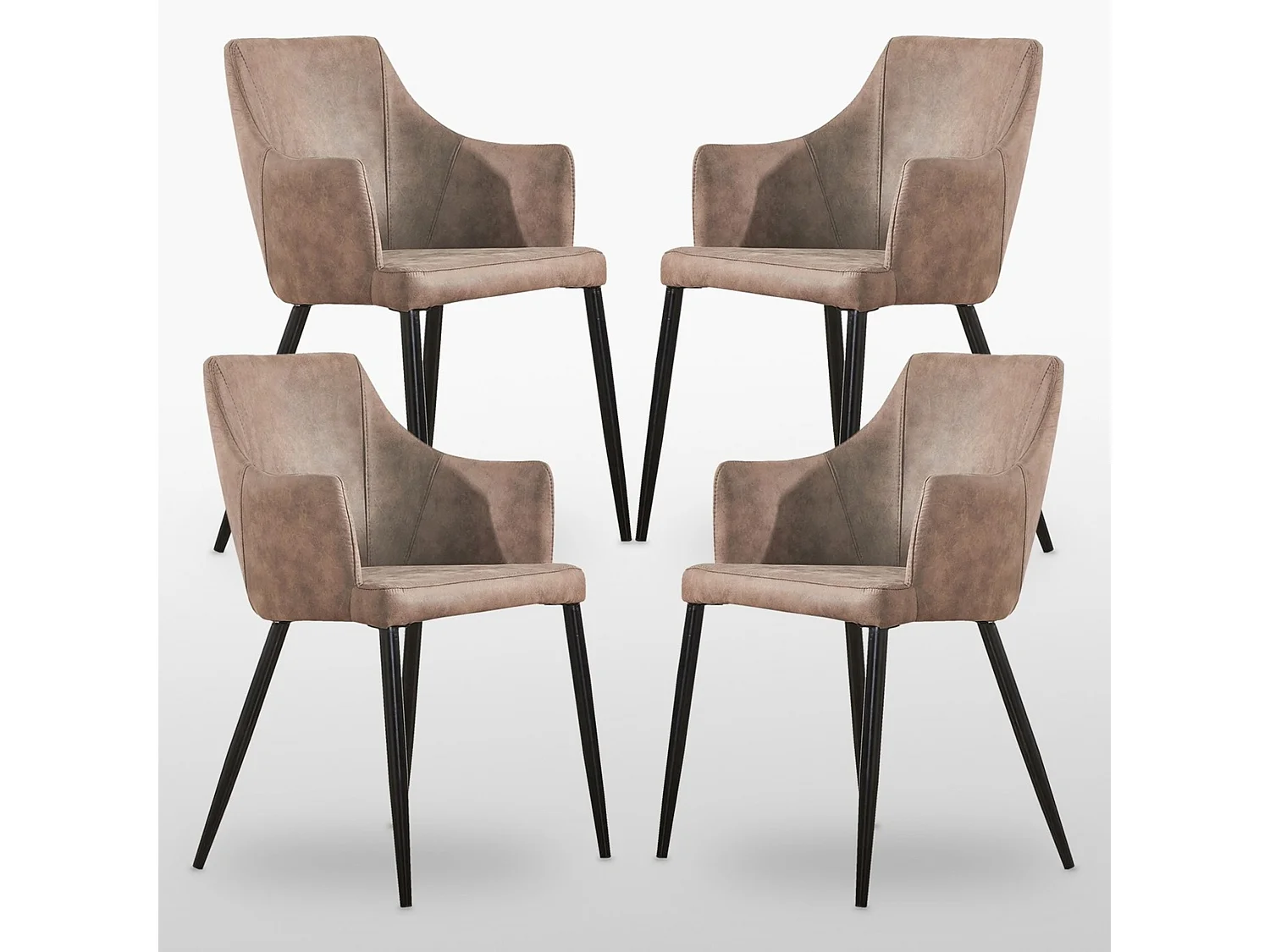 ZARAH - Lot de 4 Chaises Design en Simili Cuir - Rembourrée - Marron