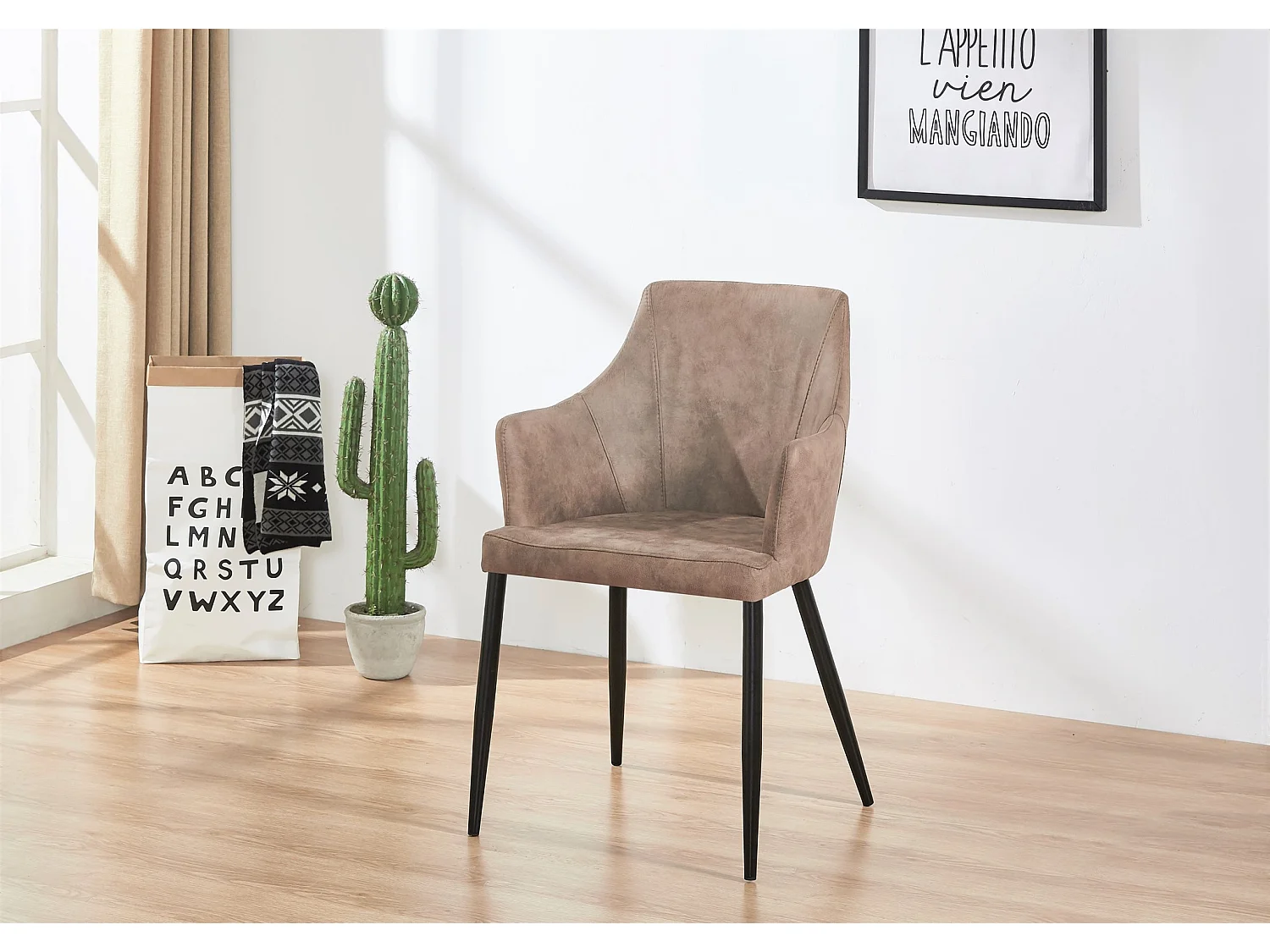 ZARAH - Lot de 4 Chaises Design en Simili Cuir - Rembourrée - Marron