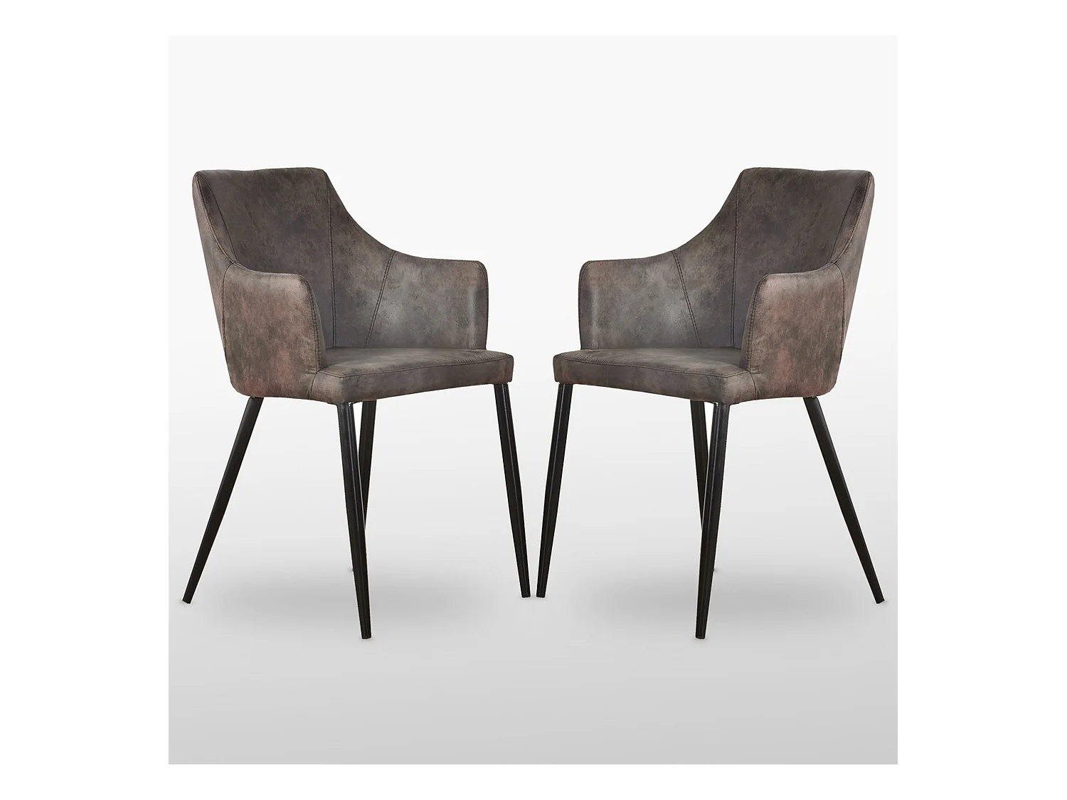 ZARAH - Lot de 2 Chaises Design en Simili Cuir - Rembourrée - Gris Foncé