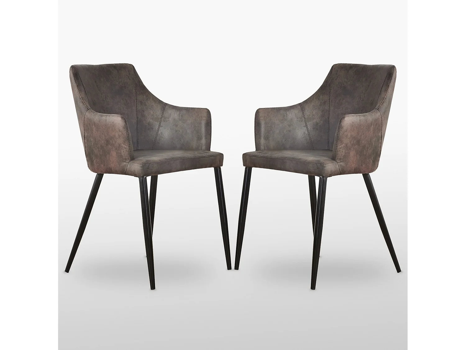 ZARAH - Lot de 2 Chaises Design en Simili Cuir - Rembourrée - Gris Foncé