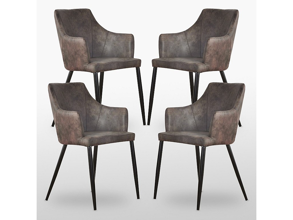 Lot de 2 chaises de salle à manger LUANA Cuir PU Marron doré