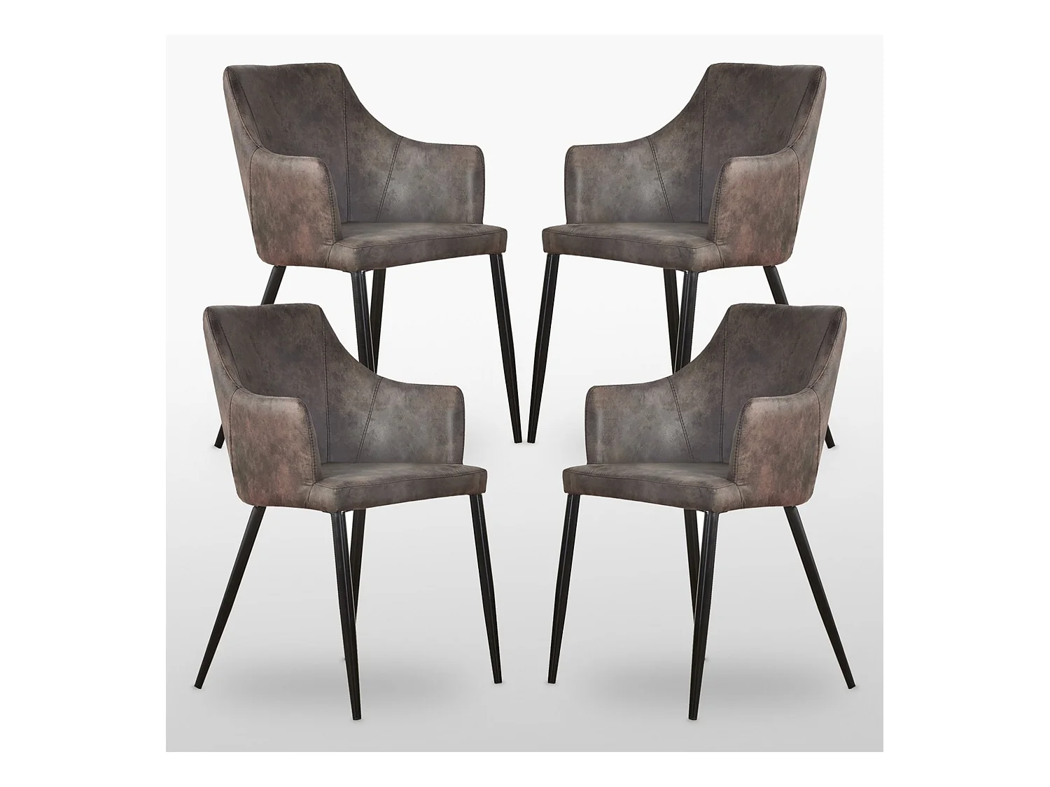 ZARAH - Lot de 4 Chaises Design en Simili Cuir - Rembourrée - Gris Foncé