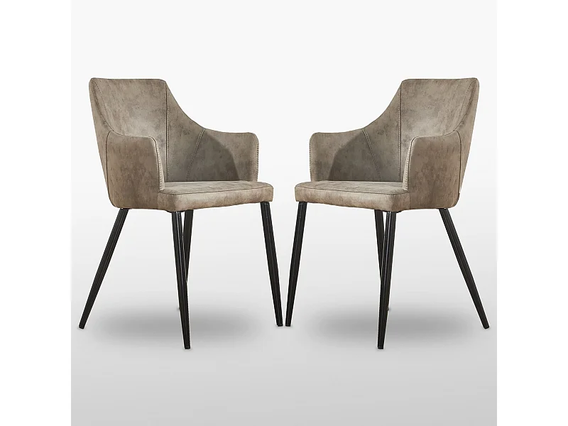 ZARAH - Lot de 2 Chaises Design en Simili Cuir - Rembourrée - Taupe