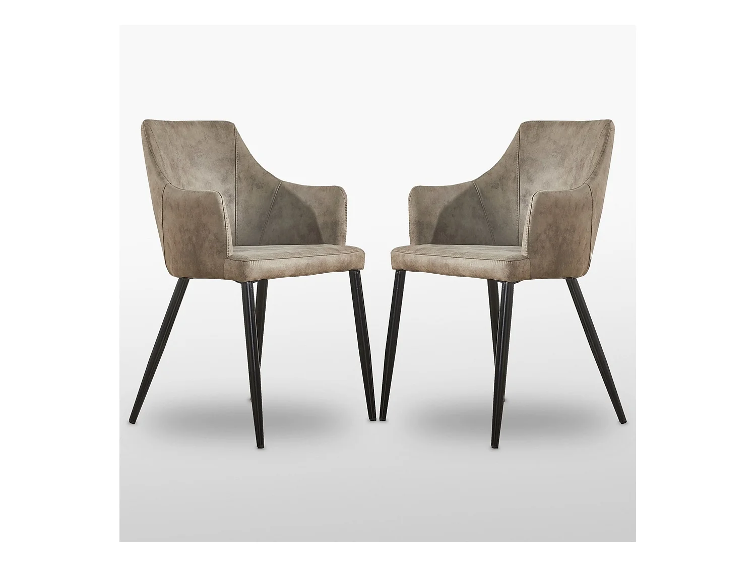 ZARAH - Lot de 2 Chaises Design en Simili Cuir - Rembourrée - Taupe