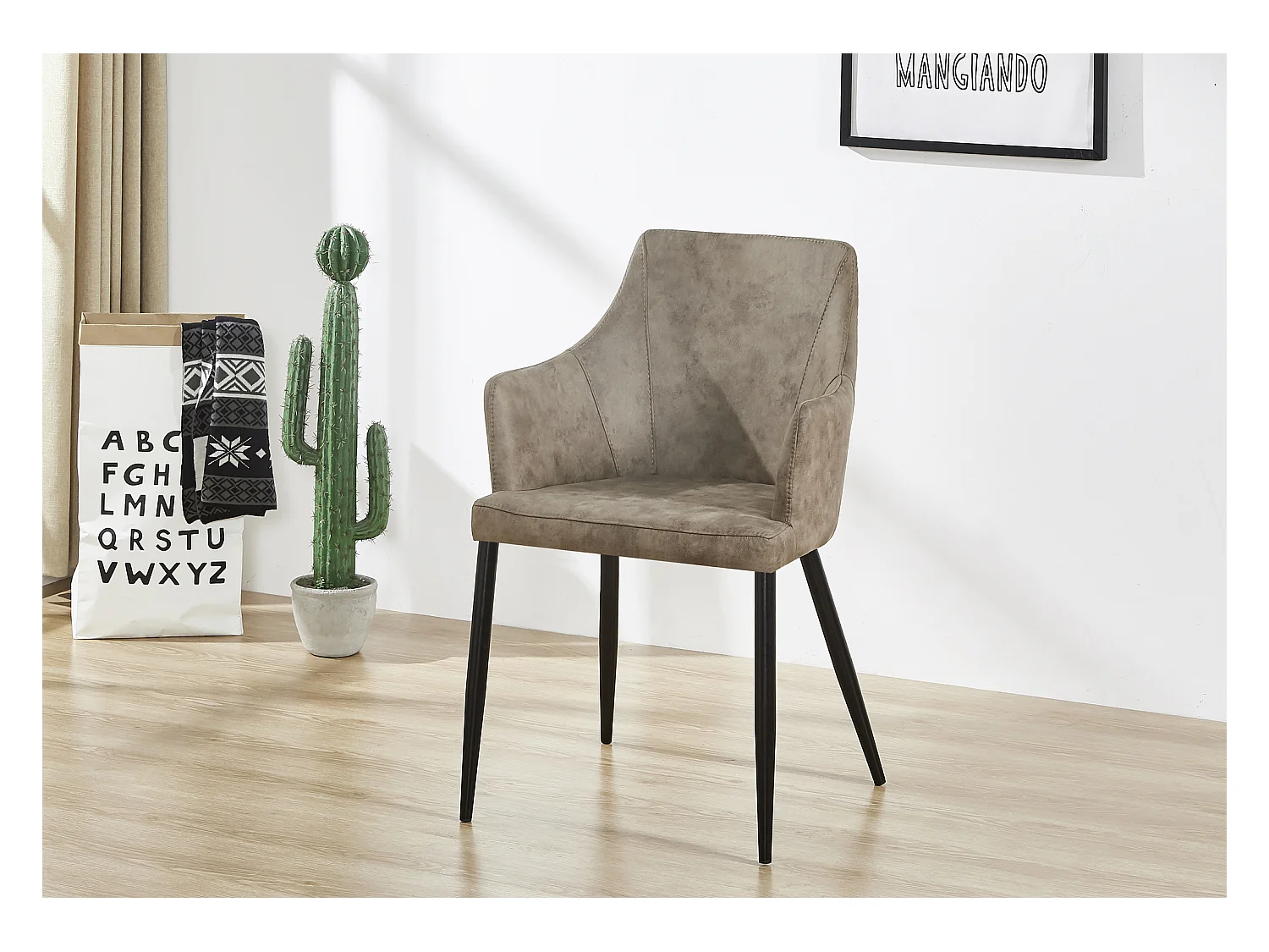 ZARAH - Lot de 2 Chaises Design en Simili Cuir - Rembourrée - Taupe