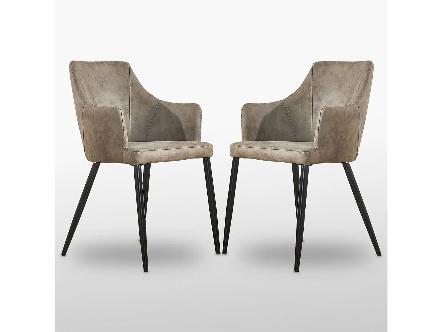 ZARAH - Lot de 2 Chaises Design en Simili Cuir - Rembourrée - Taupe