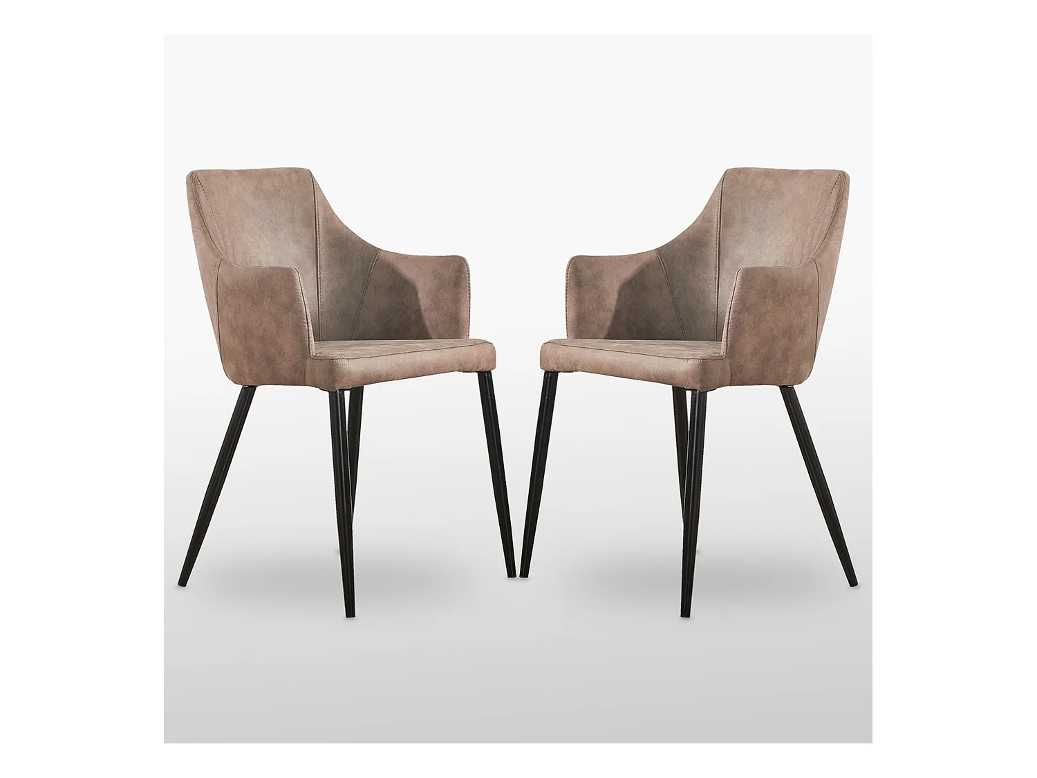 ZARAH - Lot de 2 Chaises Design en Simili Cuir - Rembourrée - Marron