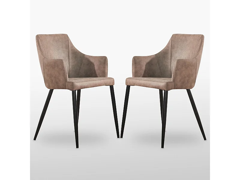 ZARAH - Lot de 2 Chaises Design en Simili Cuir - Rembourrée - Marron