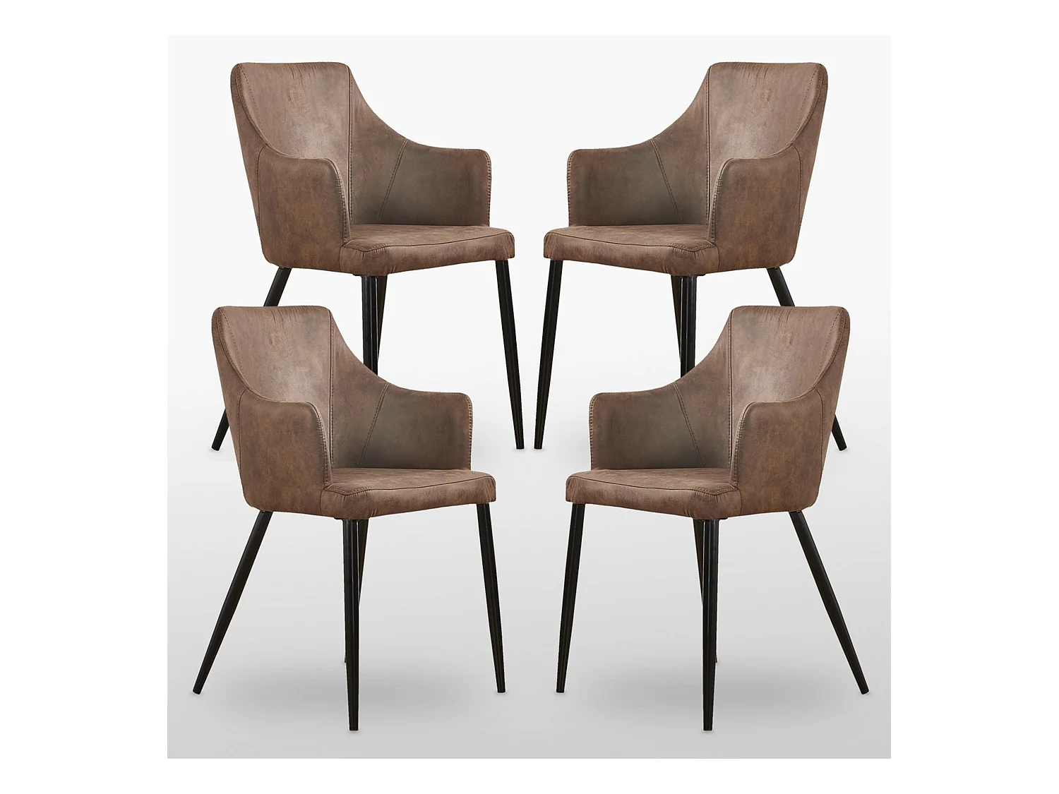 ZARAH - Lot de 4 Chaises Design en Simili Cuir - Rembourrée - Marron Chocolat