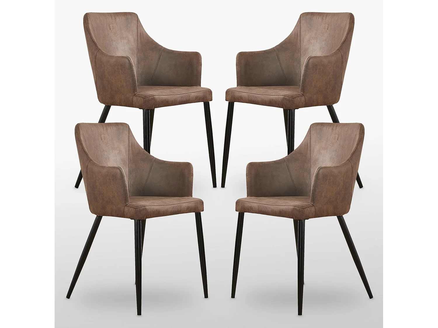 ZARAH - Lot de 4 Chaises Design en Simili Cuir - Rembourrée - Marron Chocolat