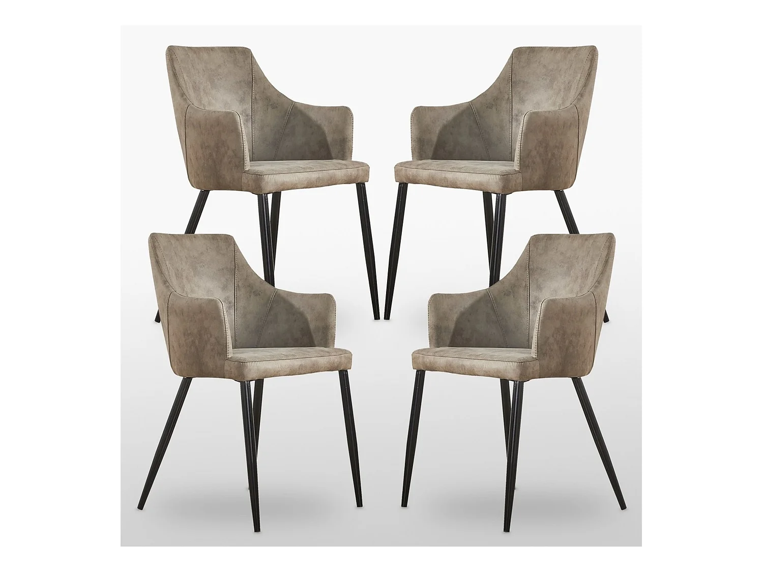 ZARAH - Lot de 4 Chaises Design en Simili Cuir - Rembourrée - Taupe