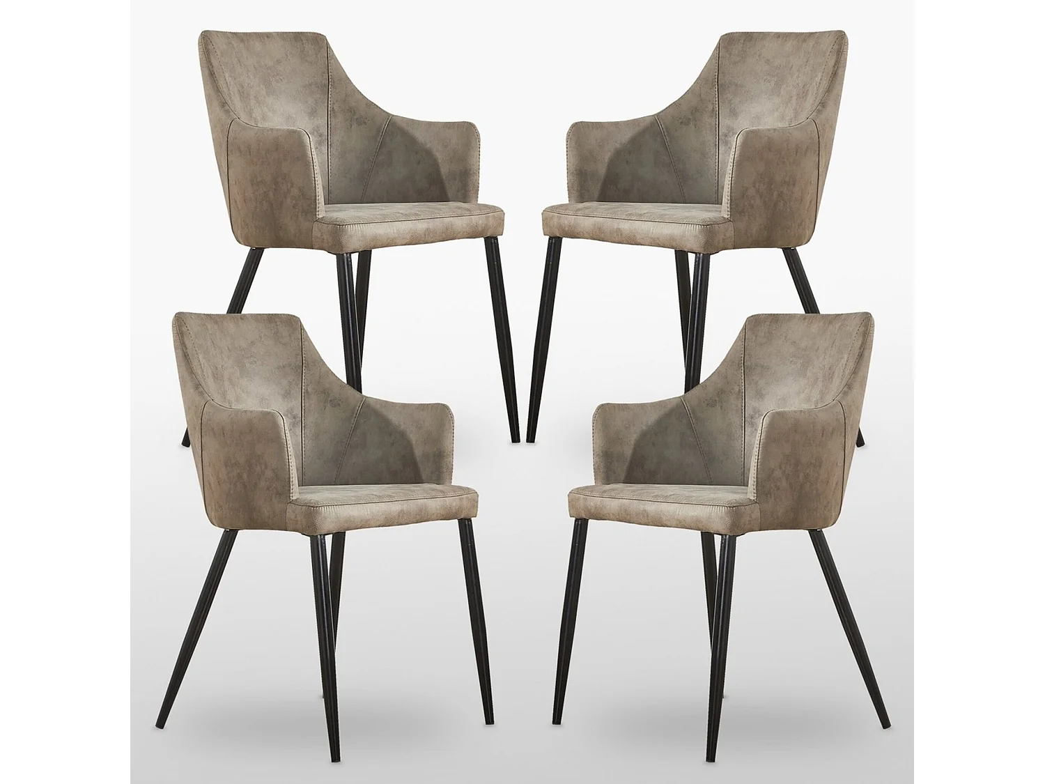 ZARAH - Lot de 4 Chaises Design en Simili Cuir - Rembourrée - Taupe
