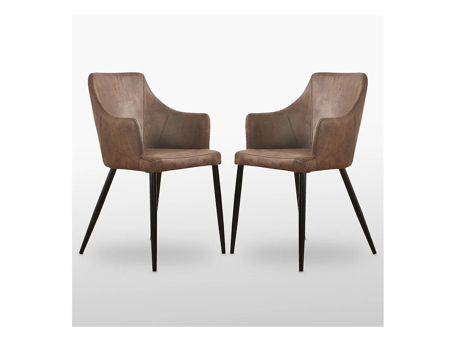 ZARAH - Lot de 2 Chaises Design en Simili Cuir - Rembourrée - Marron Chocolat