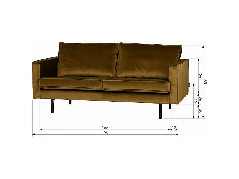 RODEO - Canapé 2 places en velours jaune miel