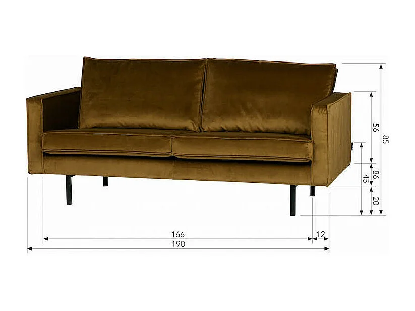 RODEO - Canapé 2 places en velours jaune miel