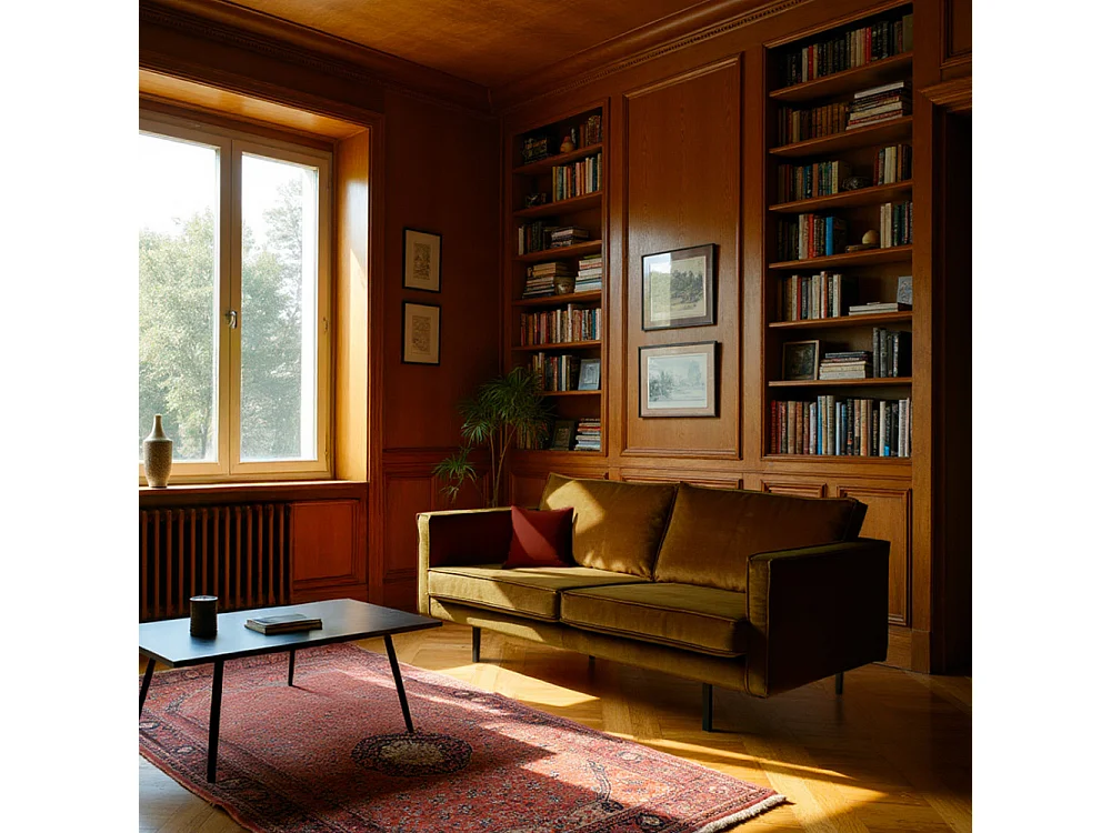 Bronco - Canapé 3 places vintage en velours - Bronze