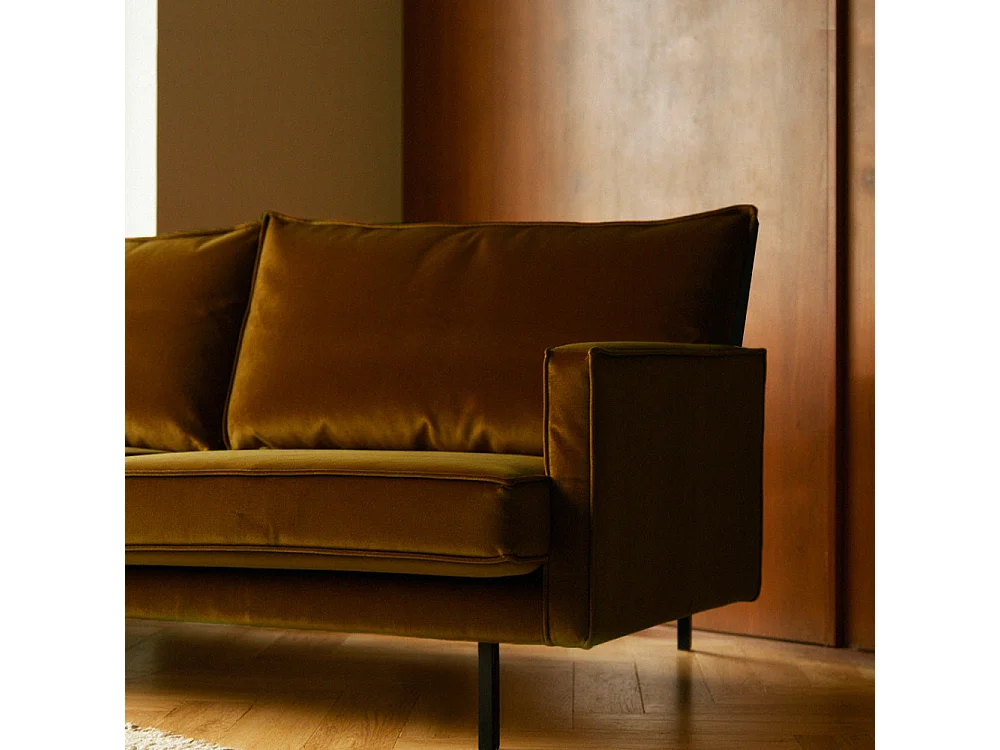 Bronco - Canapé 3 places vintage en velours - Bronze