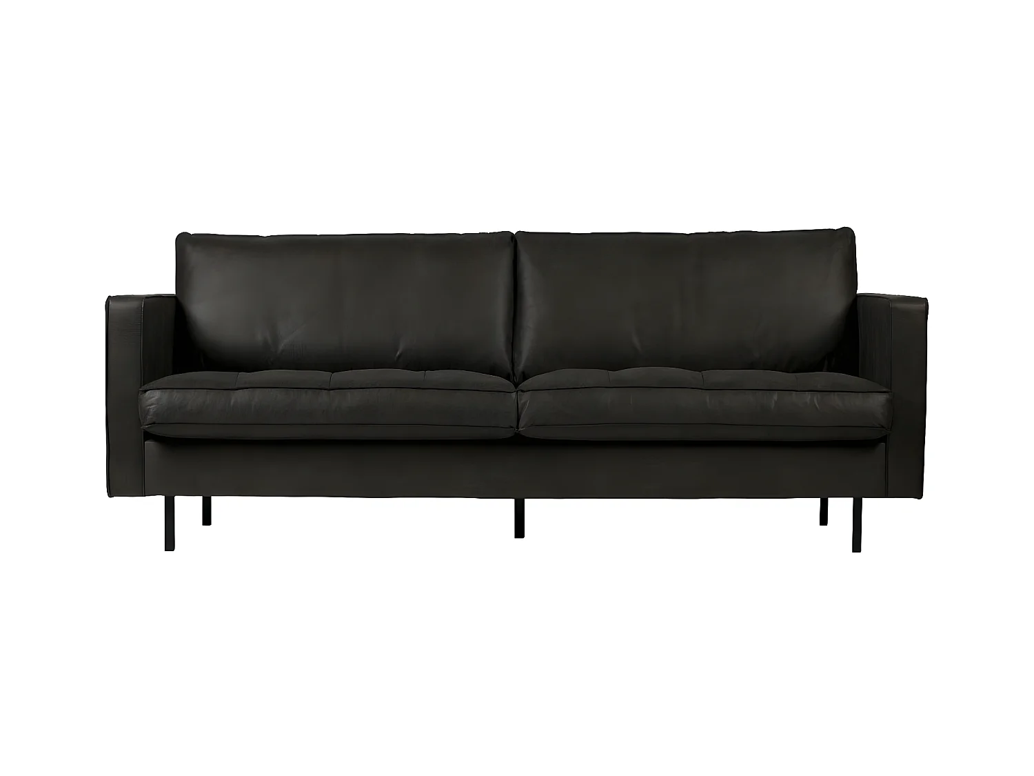 RODEO - Canapé vintage 3 places en cuir recyclé noir