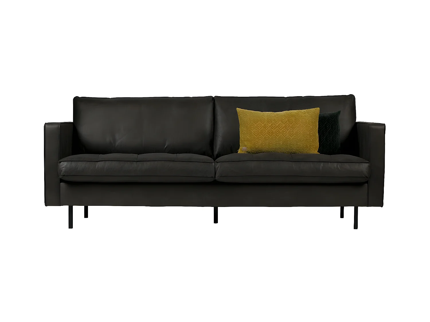 RODEO - Canapé vintage 3 places en cuir recyclé noir