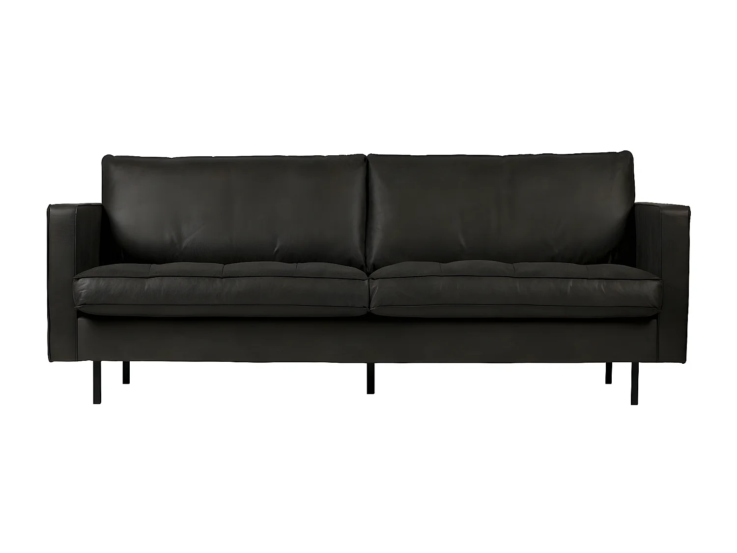RODEO - Canapé vintage 3 places en cuir recyclé noir