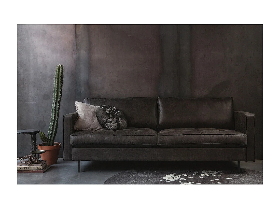 Bronco - Canapé 3 places vintage capitonné - Noir