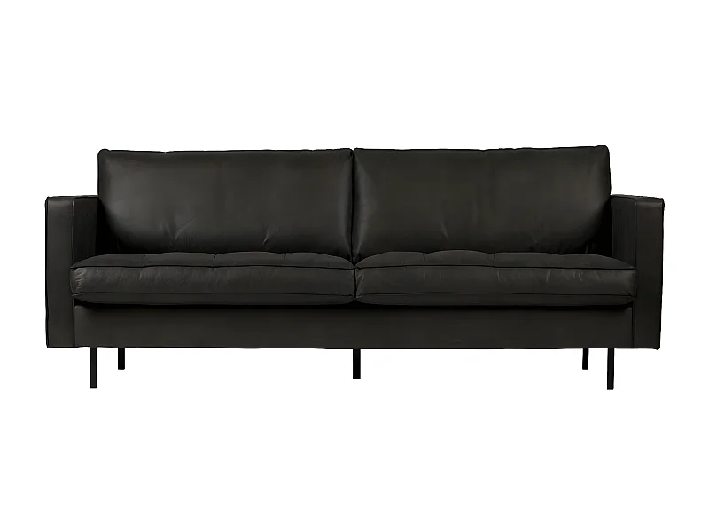 RODEO - Canapé vintage 3 places en cuir recyclé noir