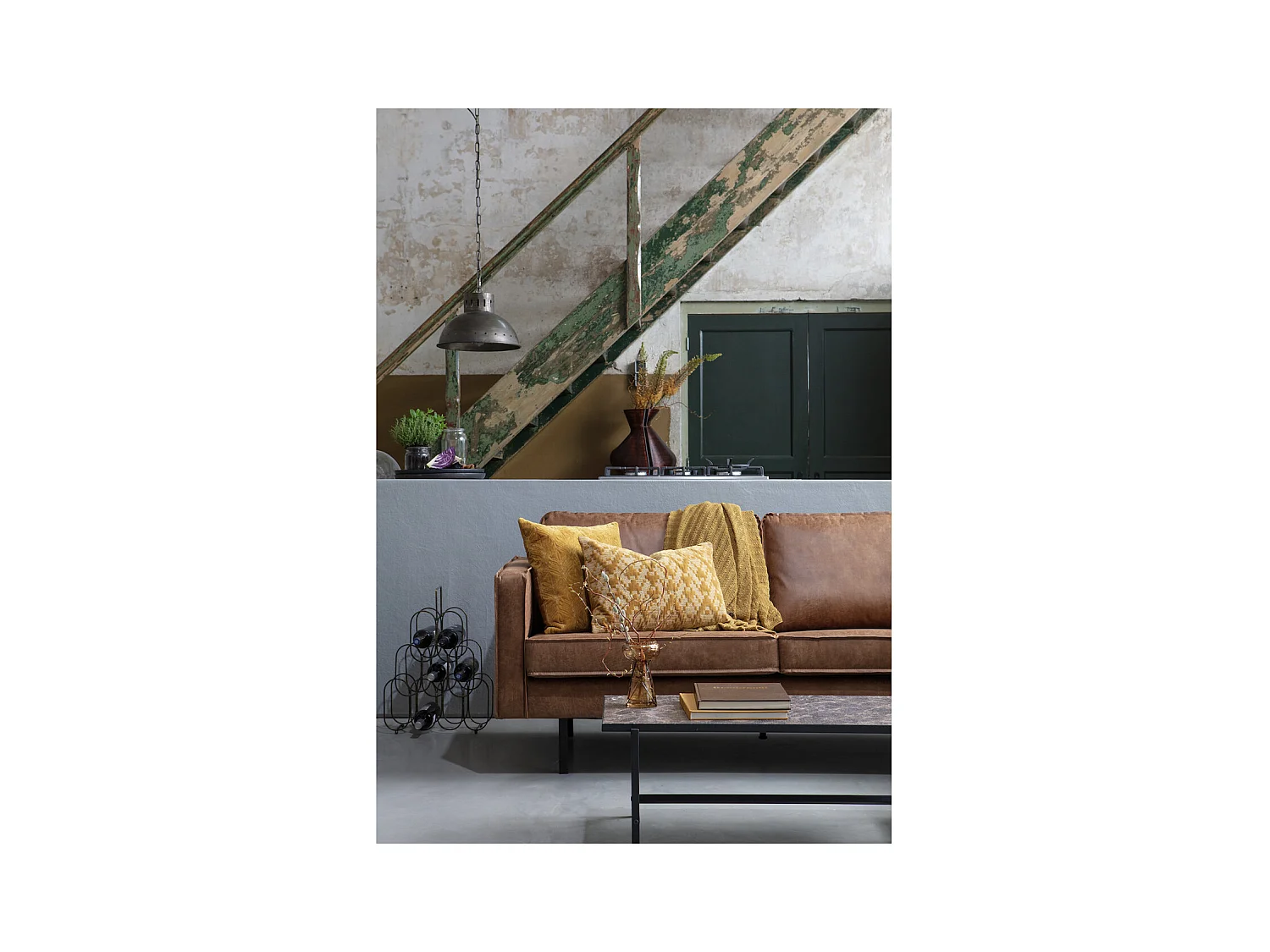 RODEO - Canapé 4 places en cuir recyclé marron