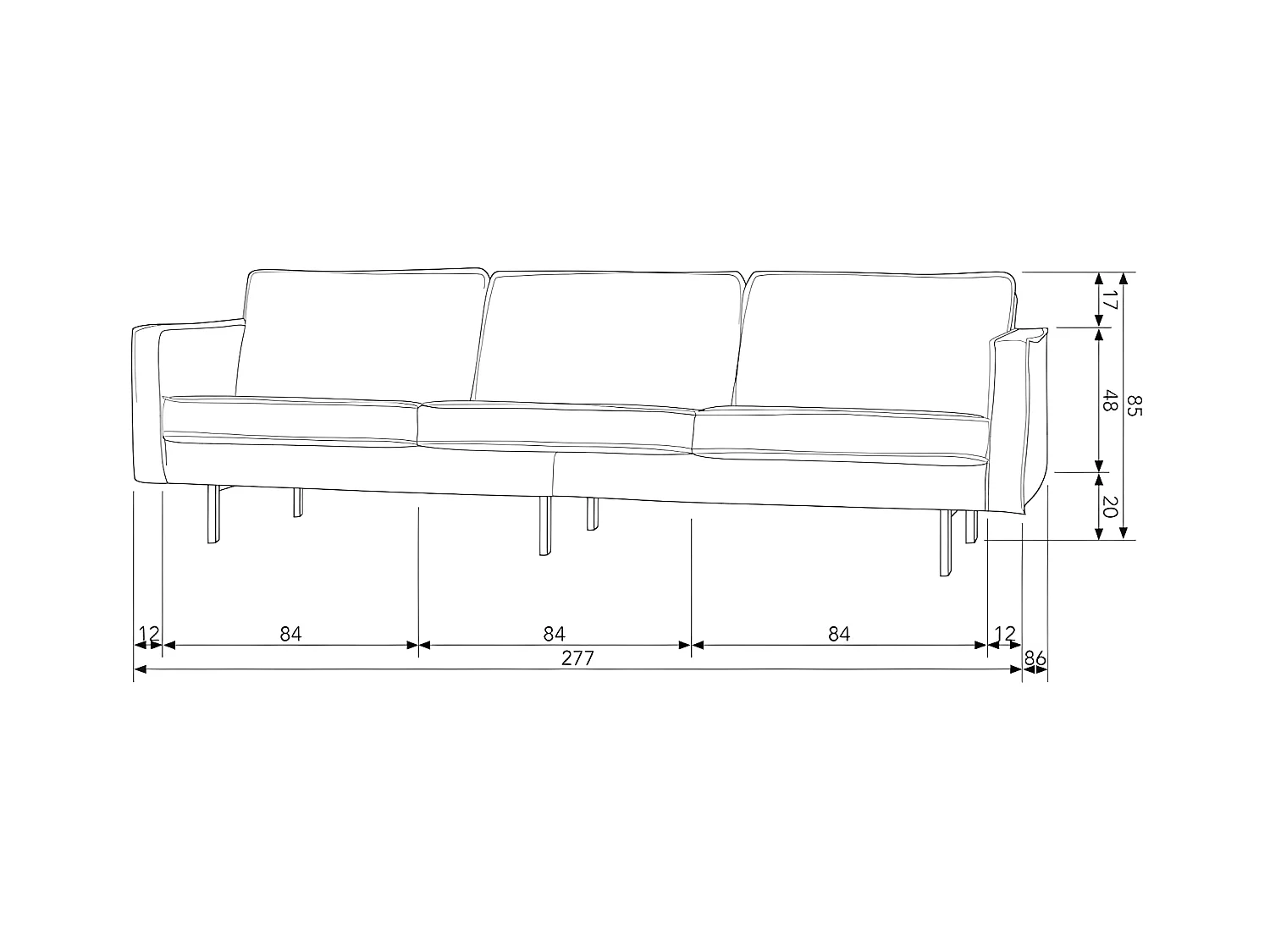 RODEO - Canapé 4 places en cuir recyclé marron