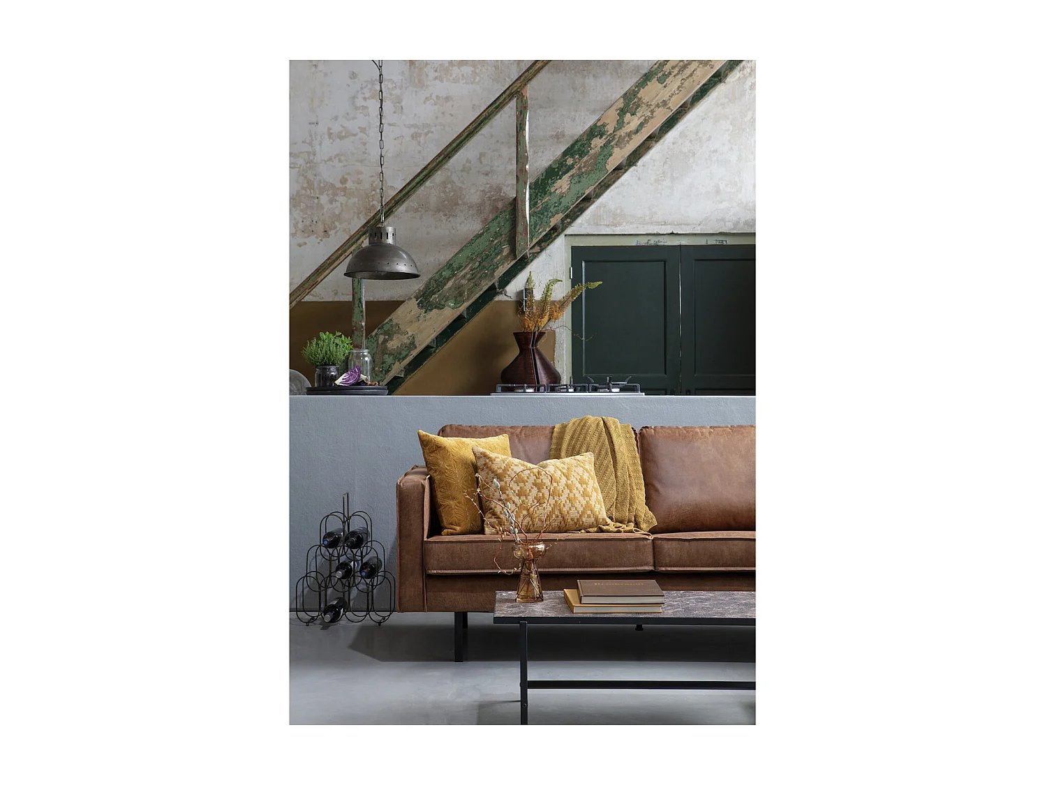 RODEO - Canapé 4 places en cuir recyclé marron