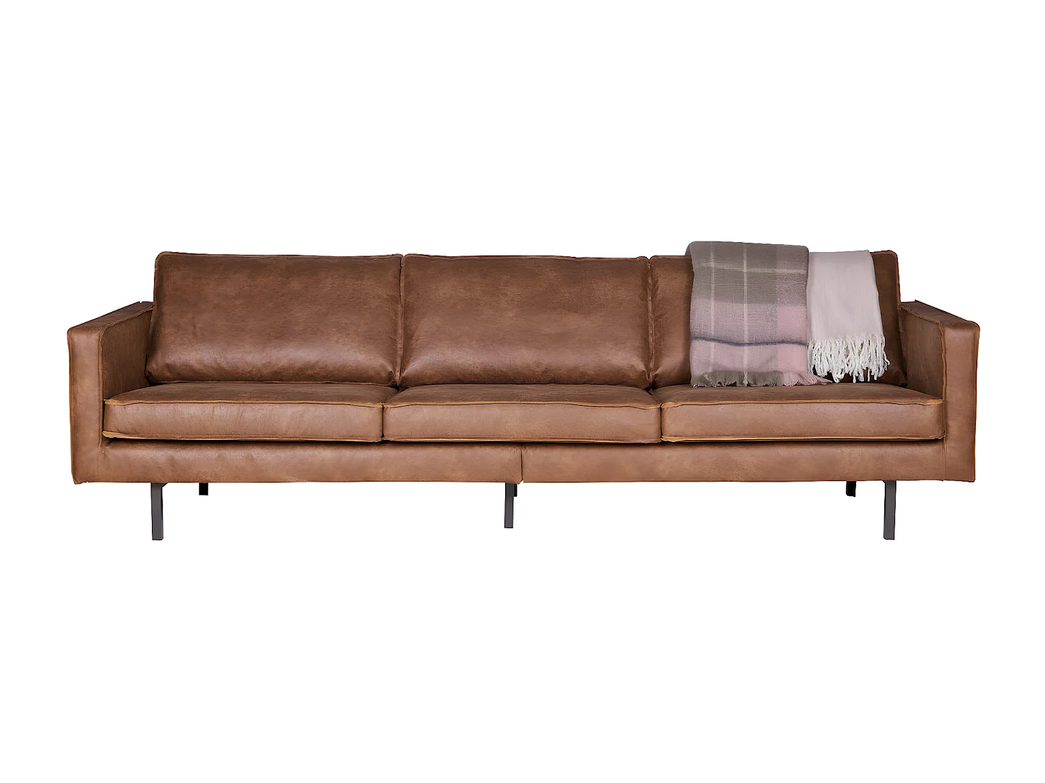 RODEO - Canapé 4 places en cuir recyclé marron