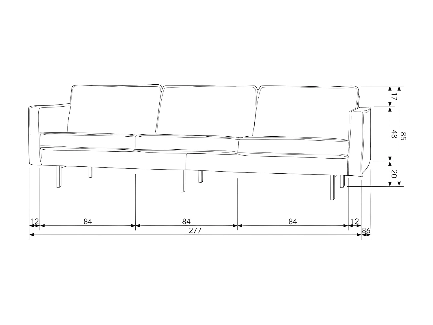 RODEO - Canapé 4 places en cuir recyclé marron