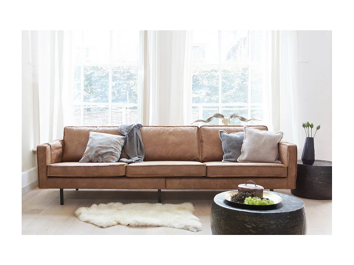 Bronco - Grand canapé 4 places vintage - Cognac