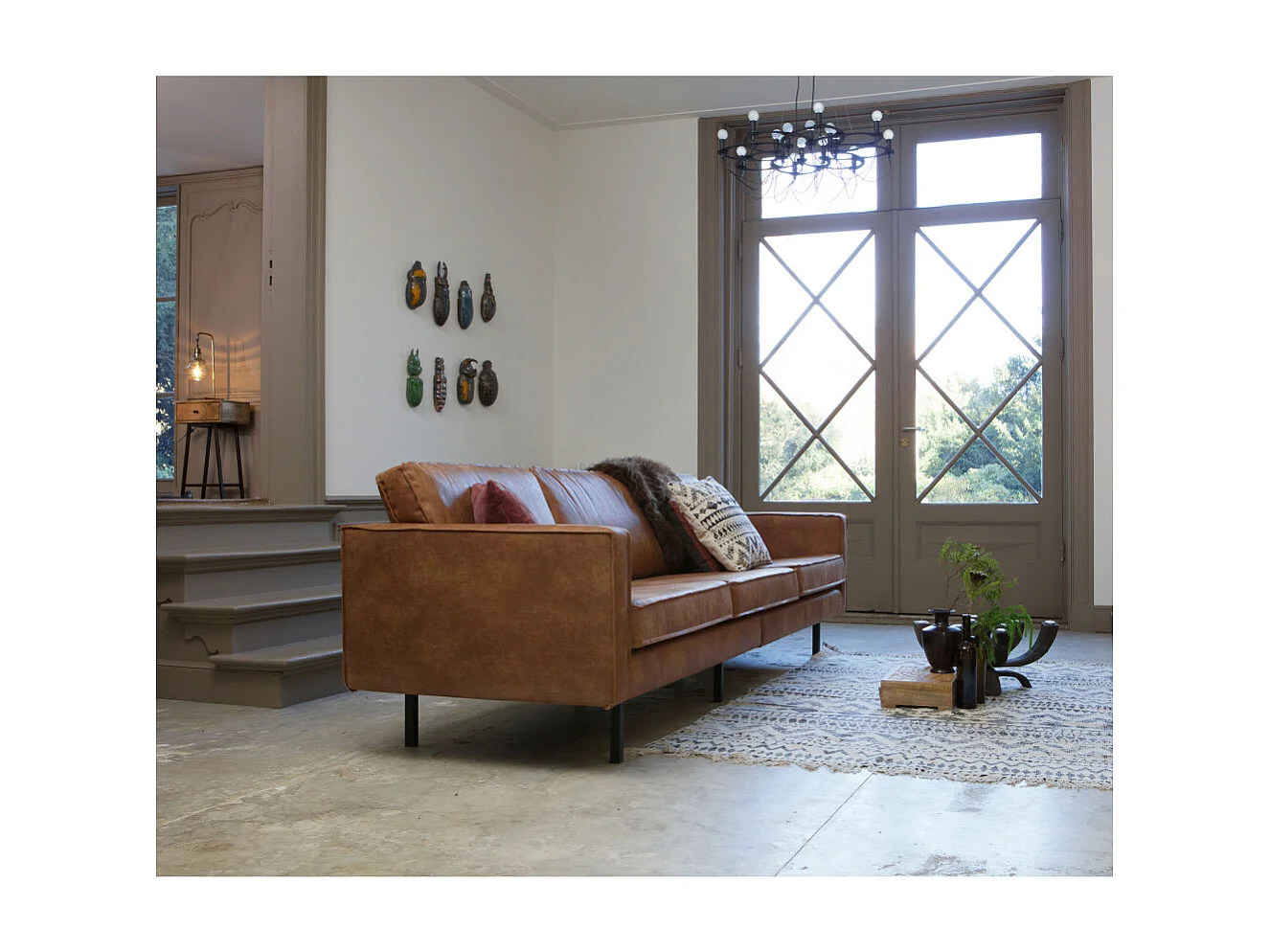 Bronco - Grand canapé 4 places vintage - Cognac