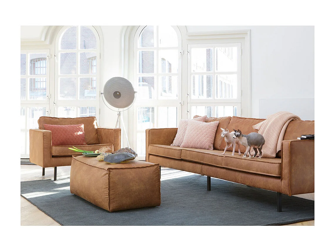 Bronco - Grand canapé 4 places vintage - Cognac