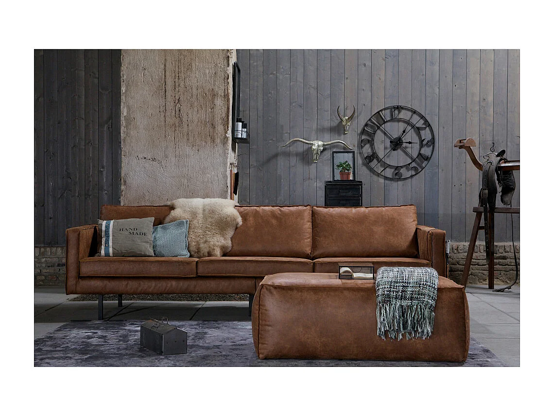 Bronco - Grand canapé 4 places vintage - Cognac