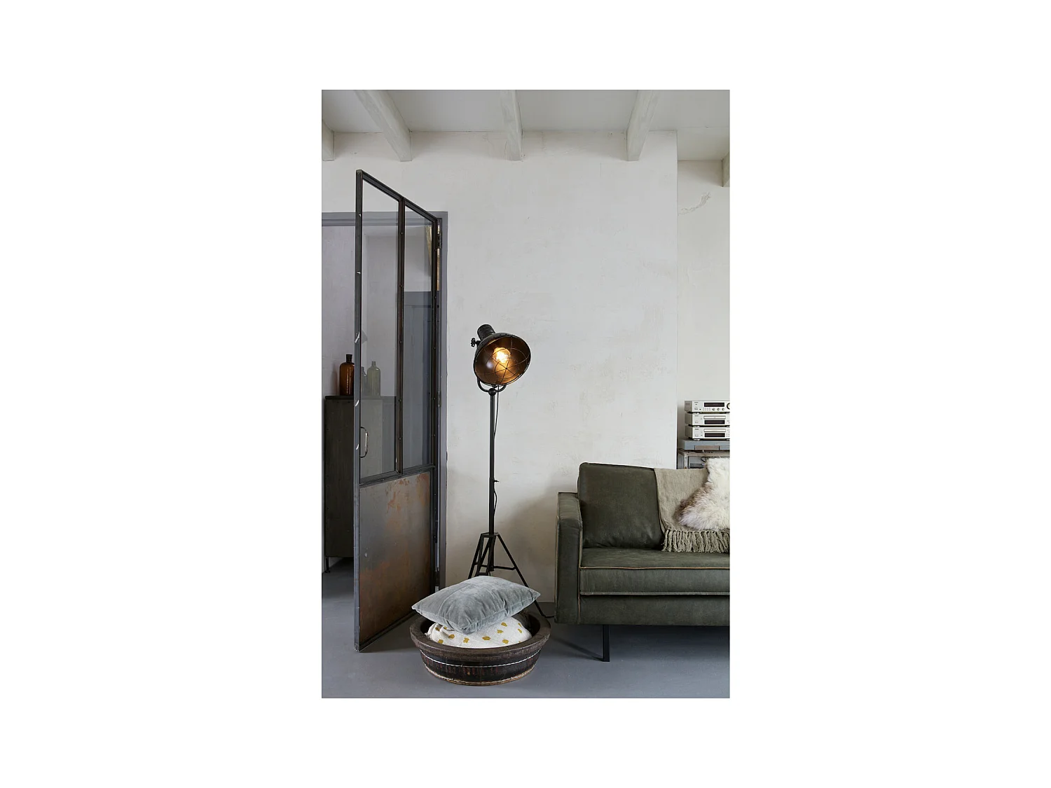 RODEO - Canapé 4 places en cuir recyclé kaki