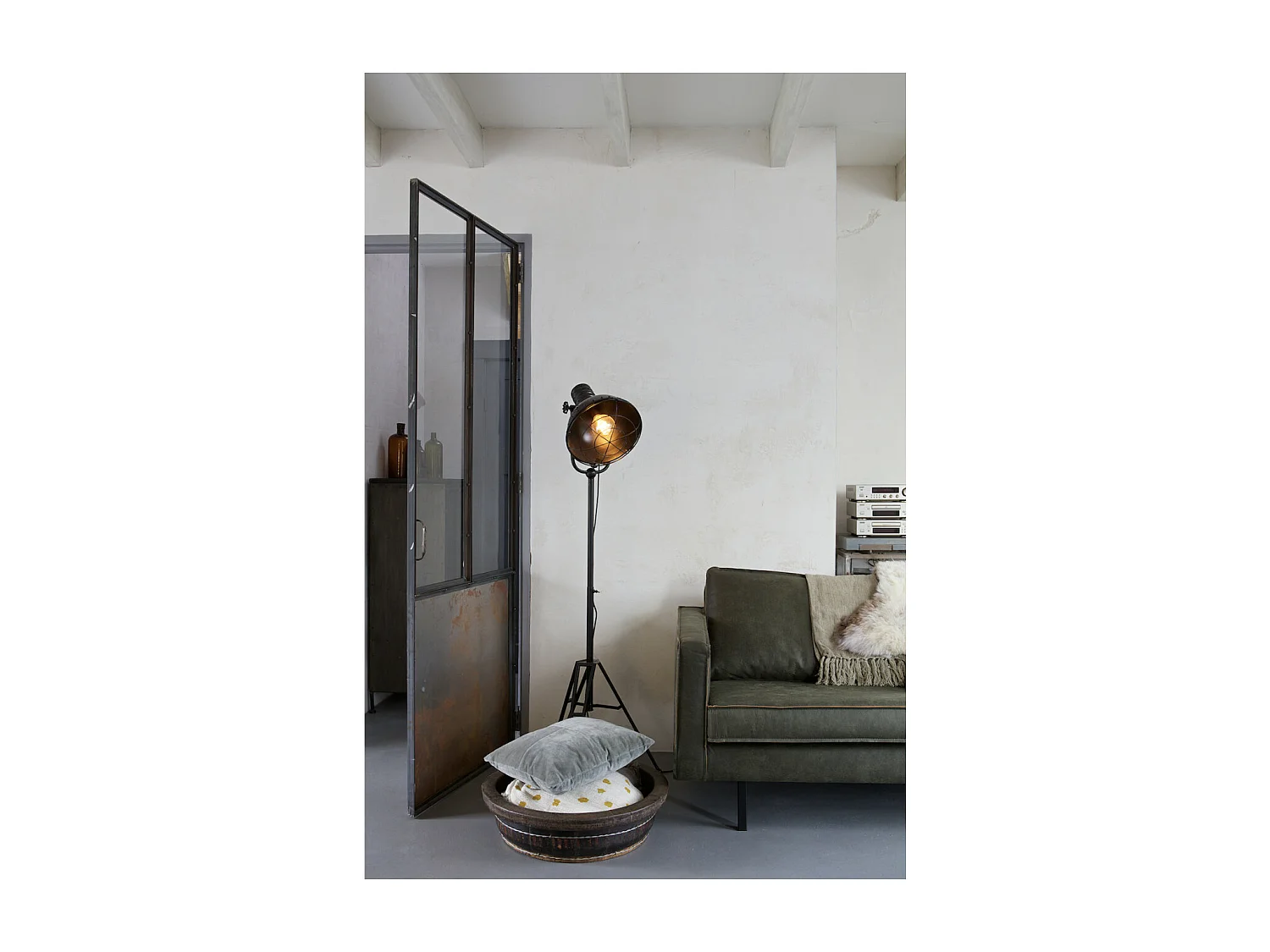 RODEO - Canapé 4 places en cuir recyclé kaki