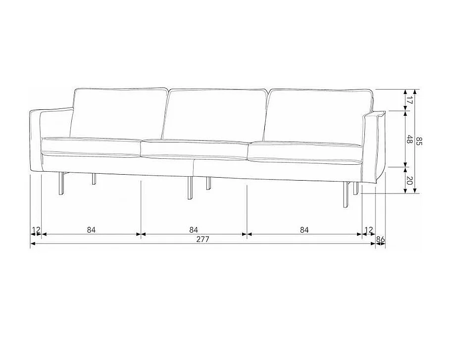 RODEO - Canapé 4 places en cuir recyclé kaki