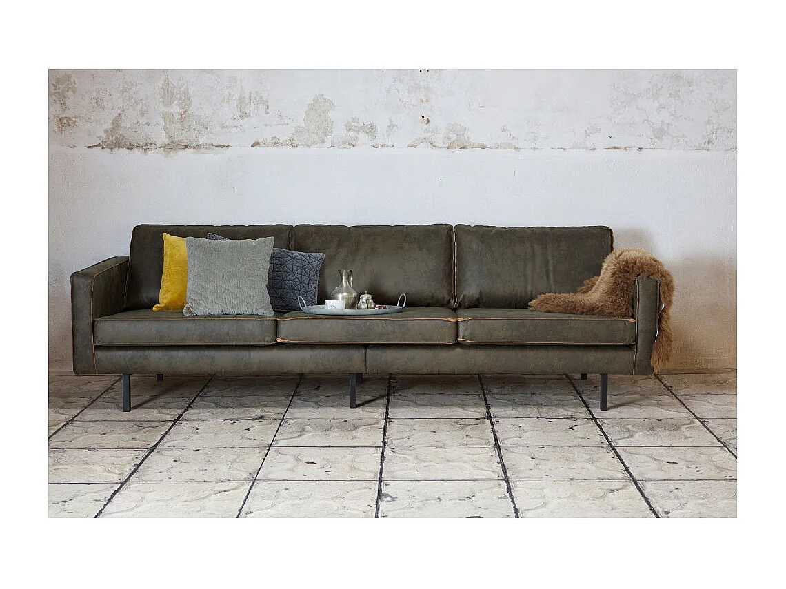 Bronco - Grand canapé 4 places vintage - Couleur - Vert kaki