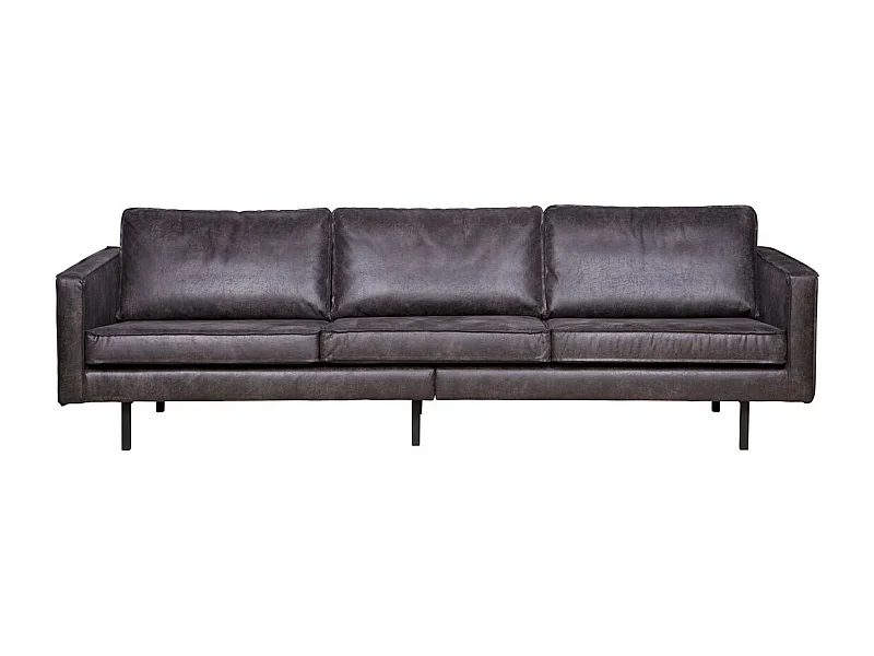 RODEO - Canapé 4 places en cuir recyclé noir vintage