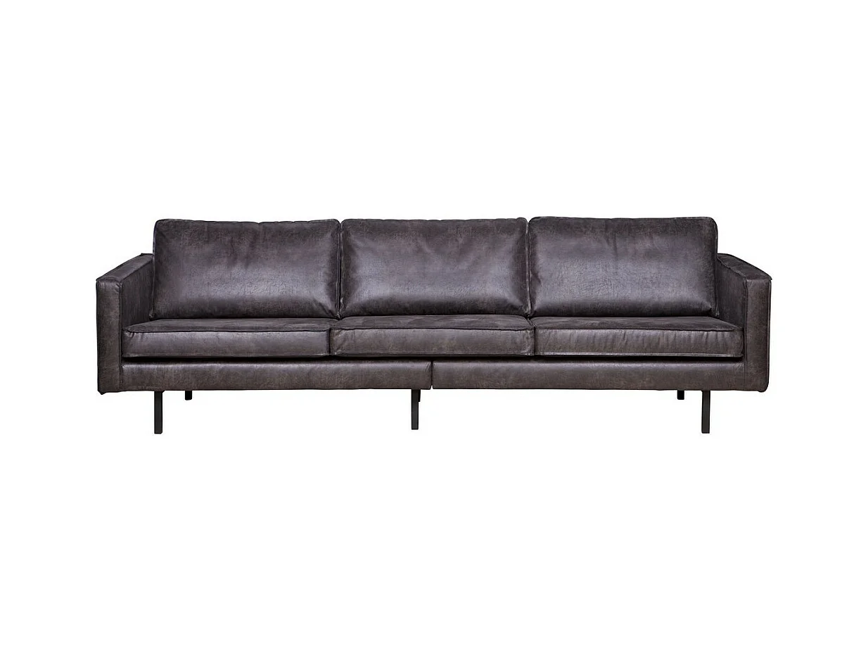 RODEO - Canapé 4 places en cuir recyclé noir vintage