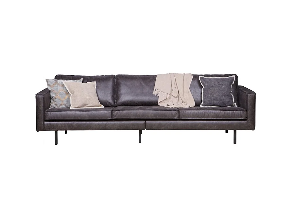 RODEO - Canapé 4 places en cuir recyclé noir vintage