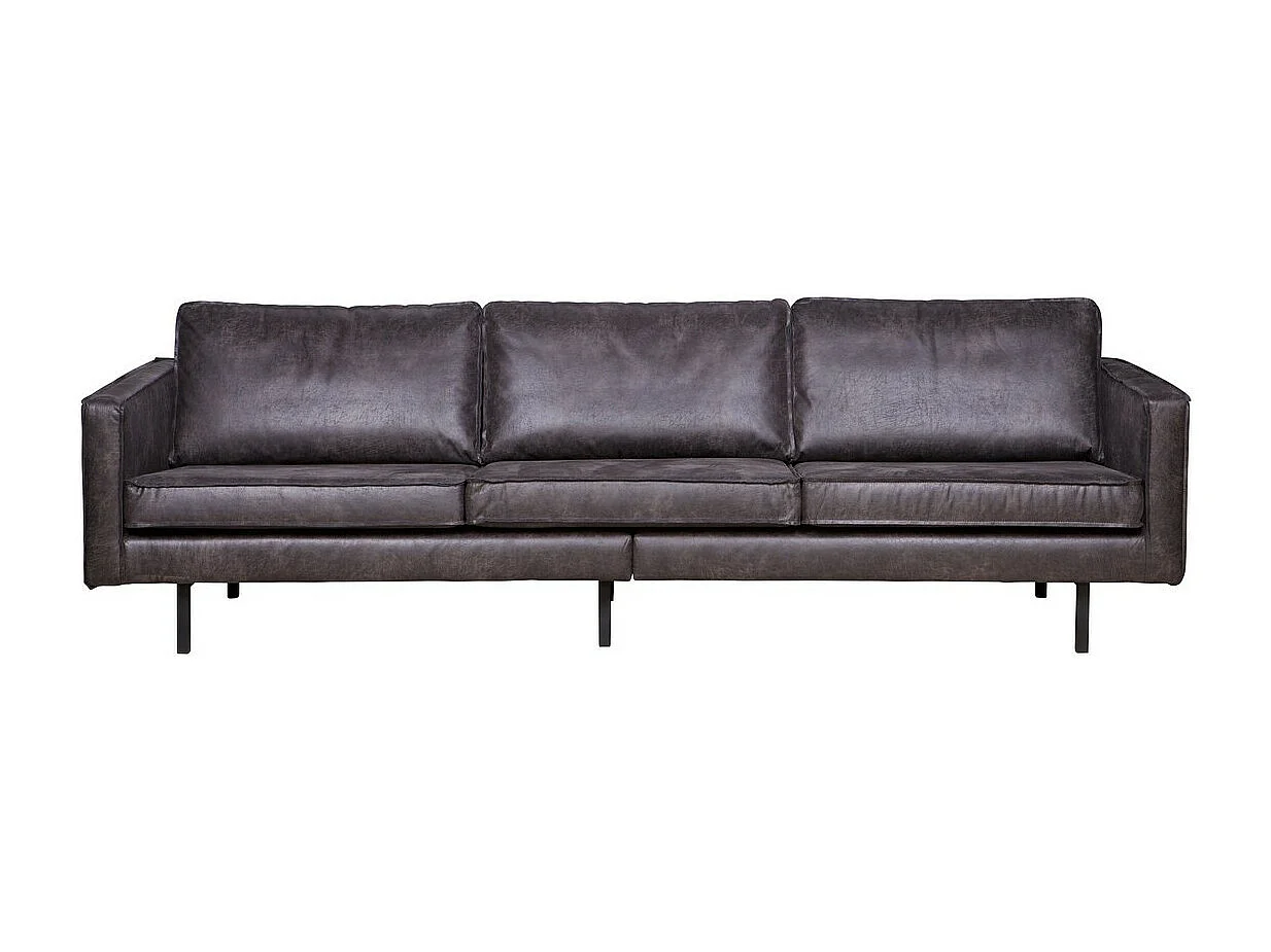 RODEO - Canapé 4 places en cuir recyclé noir vintage
