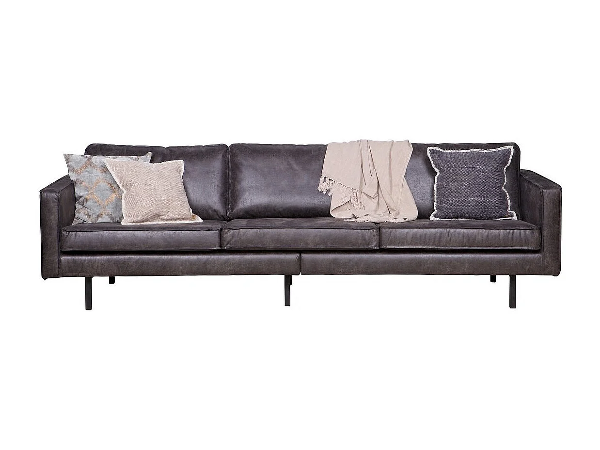 RODEO - Canapé 4 places en cuir recyclé noir vintage