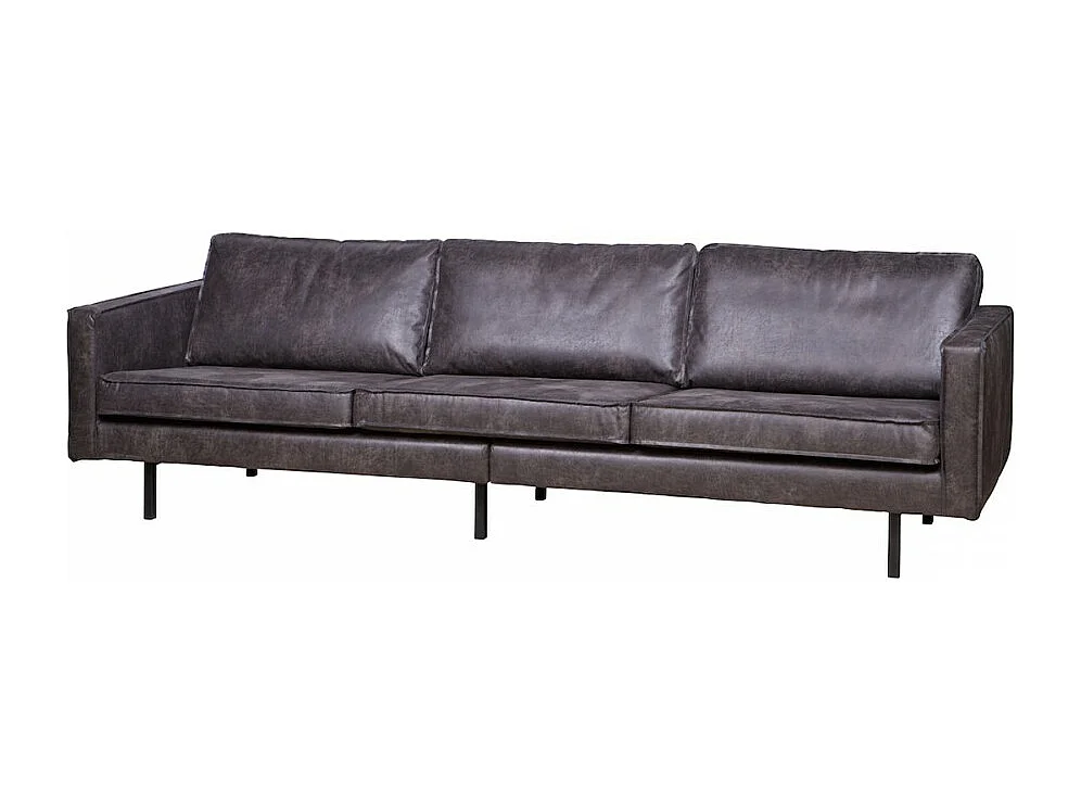 RODEO - Canapé 4 places en cuir recyclé noir vintage