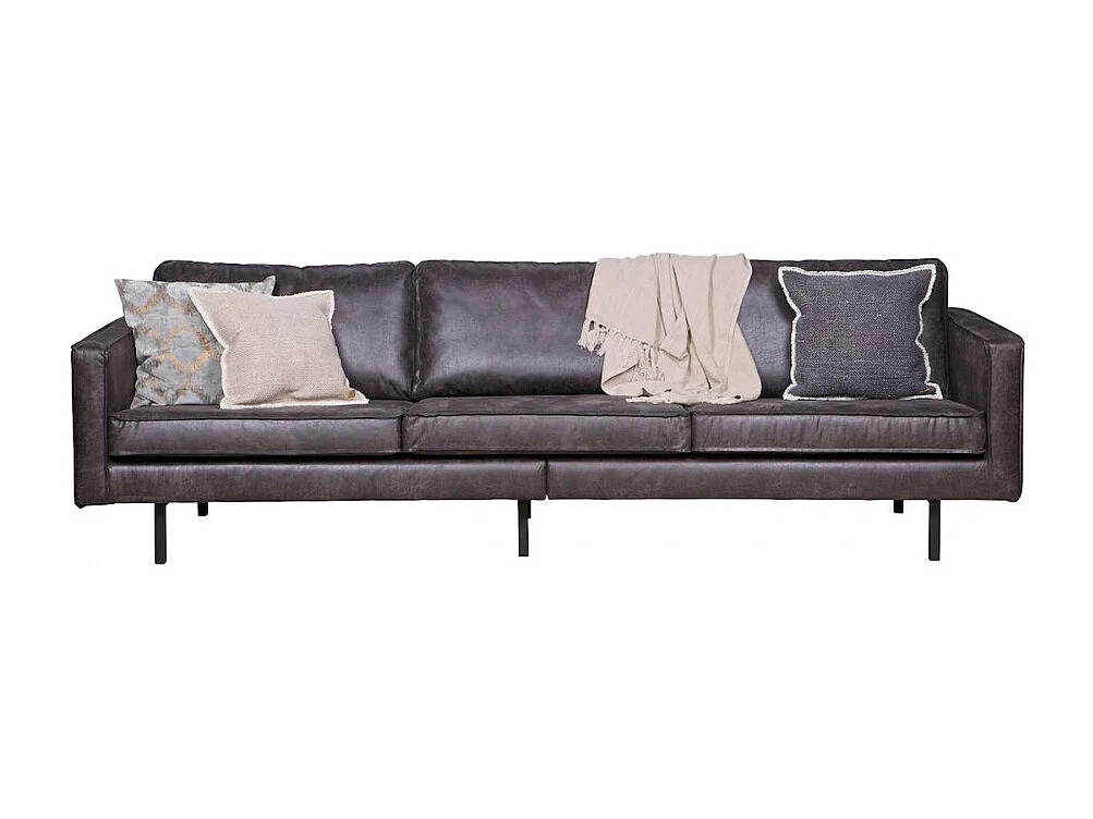 RODEO - Canapé 4 places en cuir recyclé noir vintage