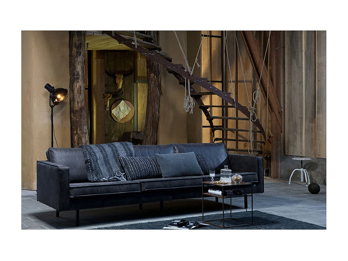 Bronco - Grand canapé 4 places vintage - Noir