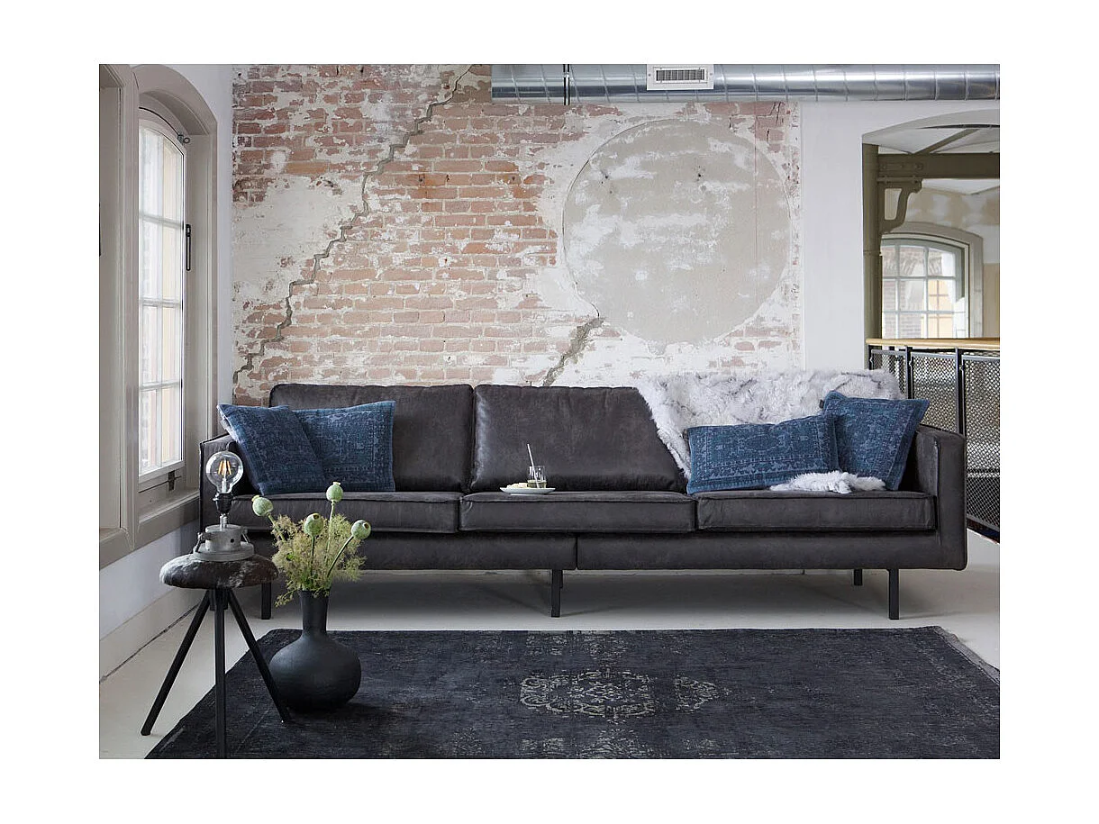 Bronco - Grand canapé 4 places vintage - Noir