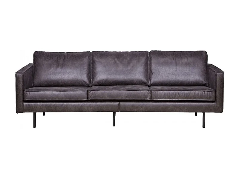 RODEO - Canapé 4 places en cuir recyclé noir vintage